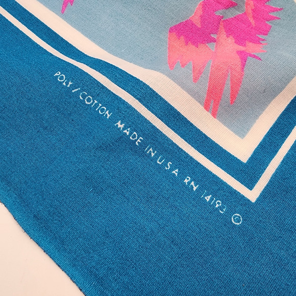 Vintage White Unicorn Bandana with Rainbows Blue Neon Twee Kidcore Retro 21.5" - Picture 2 of 2